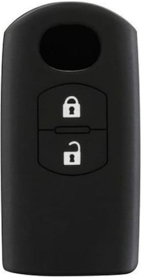 Silicone Car Key Cover Case with 2 Buttons for Mazda Black