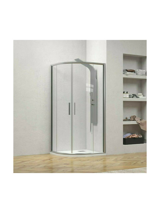 Karag Efe 200 Καμπίνα Ντουζιέρας Ημικυκλική με Ανοιγόμενη Πόρτα 80x80x190cm Clear Glass Argento