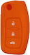 Silicone Car Key Cover Case with 3 Buttons for Ford Orange