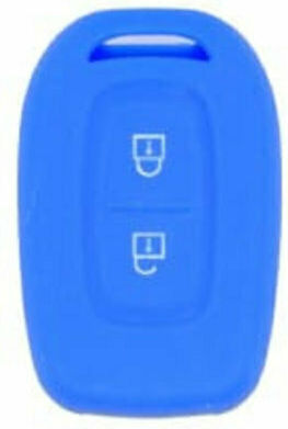 Silicone Car Key Cover Case with 2 Buttons for Renault Blue