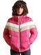 Spirit Retro Kurz Damen Puffer Jacke für Winter Fuchsie