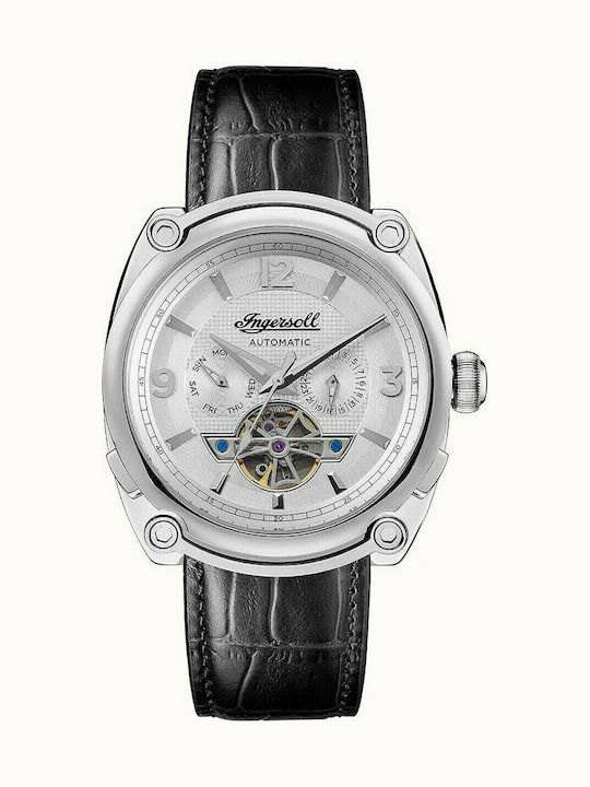 The Michigan Men's Watch 45mm Chronograph Automatic with Black Leather Strap
