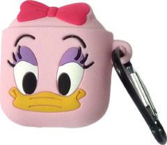 Daisy Duck Hülle Silikon mit Haken in Rosa Farbe für Apple AirPods 1 / AirPods 2