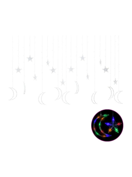345 Becuri de Crăciun LED Colorate de tip Ploaie cu Cablu transparent Αστέρι & Φεγγάρι vidaXL