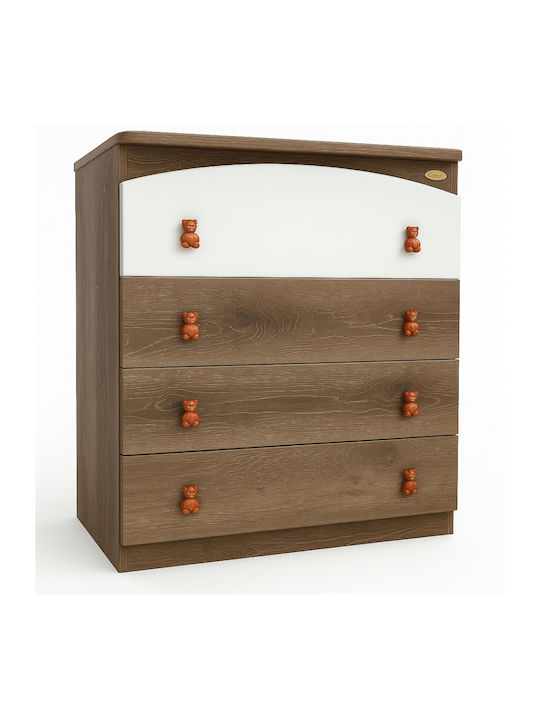 Premium Baby Dresser With 4 Drawers Camel 80x50x88cm