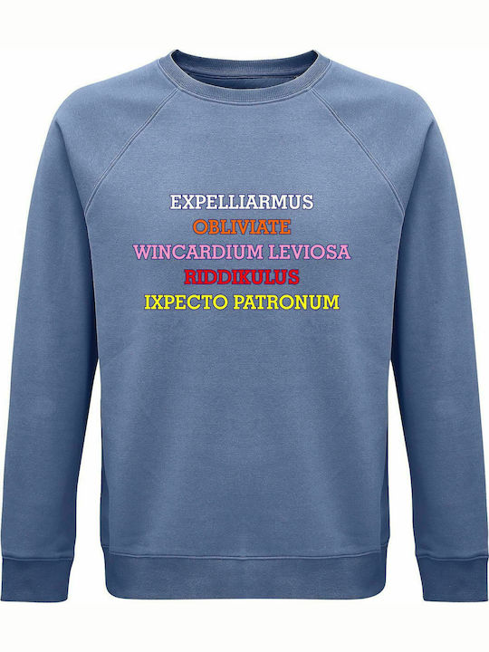 Sweatshirt Unisex, Organic " Harry Potter Spells " Blue