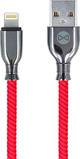 Forever Плетена USB-A към Lightning кабел Червен 1м (GSM097156)