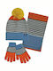 Kids Beanie Set with Scarf and Gloves Knitted Orange 3 Pieces
