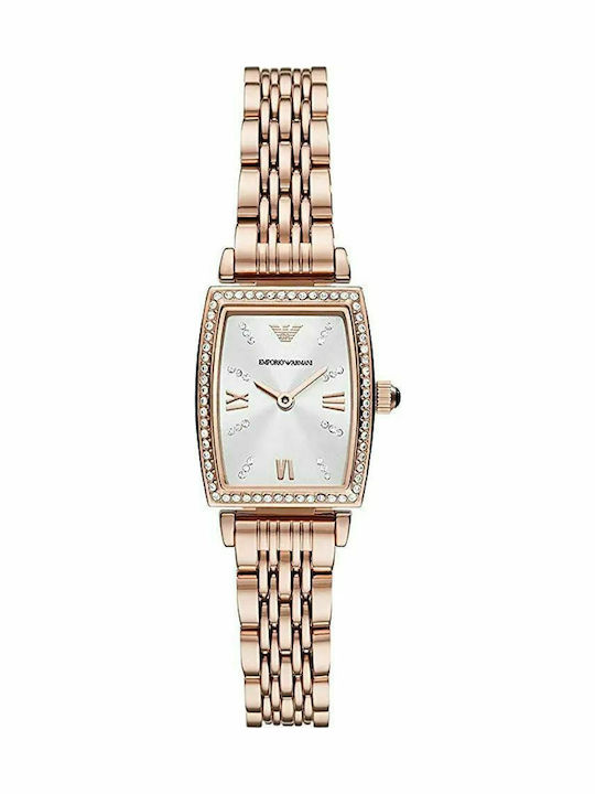 Emporio Armani Gianni T-bar Womens Watch 26mm Battery With Pink Gold Stainless Steel Bracelet