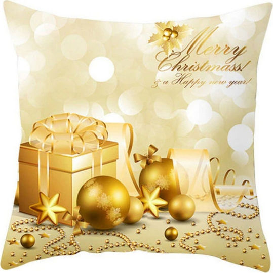 Viopros Weihnachtsdekoratives Kopfkissen Quadratisch Gold 45x45cm
