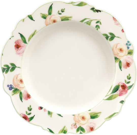 Cryspo Trio Primavera Plate Soup made of Porcelain Beige with Diameter 22cm