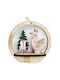 Wooden Christmas Ornament Round with Swan