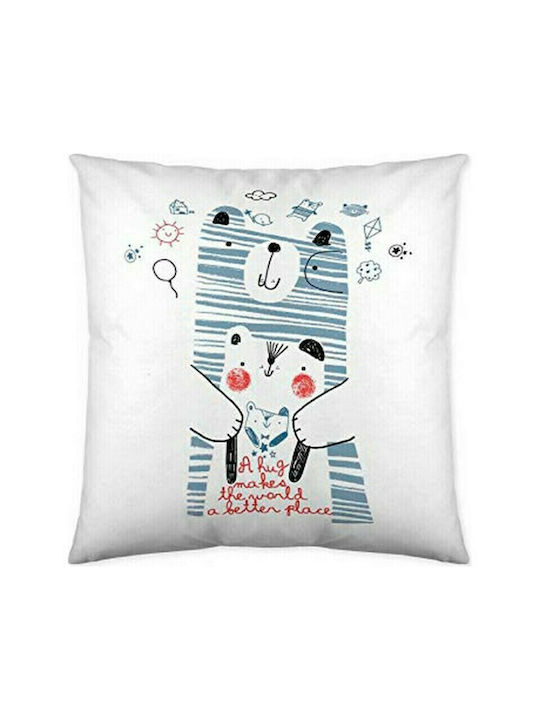 Kids Square Throw Pillow Cover Daddy Bear 50x50cm Light Blue