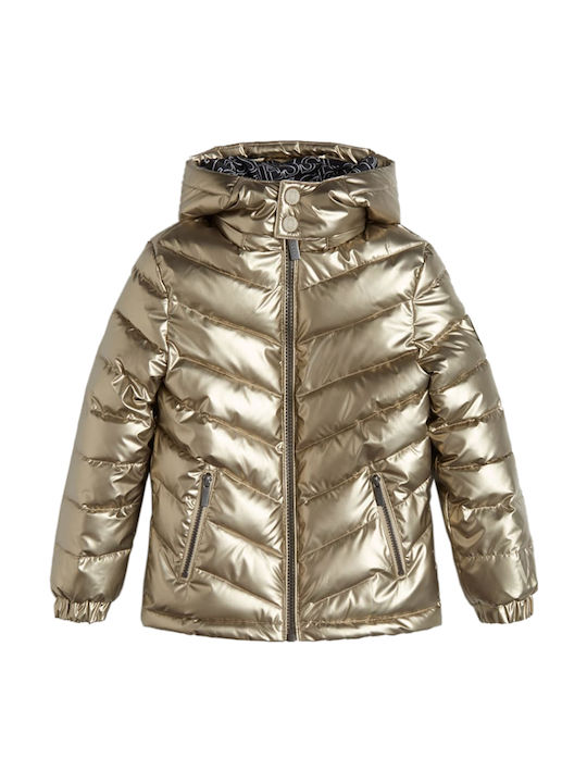 Guess Kids' Quilted Jacket Short with Hood Gold