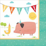 Party Napkins Ζωάκια Φάρμας Barnyard Birthday 33εκ 16τμχ Turquoise 33x33cm. 16pcs