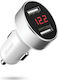 Usams CC045 Car Charger 2.1A with Ports: 2xUSB and Voltmeter White Color