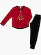 Minerva Kinder Schlafanzug Winterlich Rot Merry X Mas