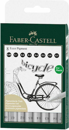 Faber-Castell Ecco Pigment Fineliner Zeichenmarker 0.05mm Schwarz 8Stück