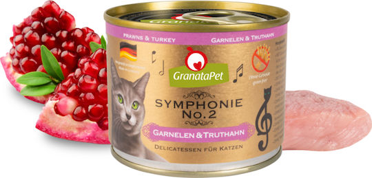 Granata Pet Foods Symphonie No.2 Wet Food for Cats in Cans with Turkey and Shrimps Grain-Free 200gr