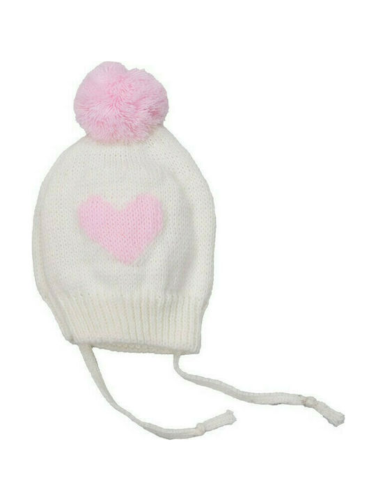 Infant Beanie 0252 Girl Ecru-Pink