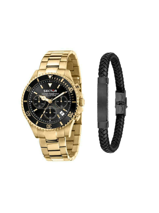 Sector Watch Chronograph Battery with Gold Metal Bracelet