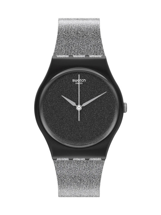 Swatch Watch with Black Rubber Strap