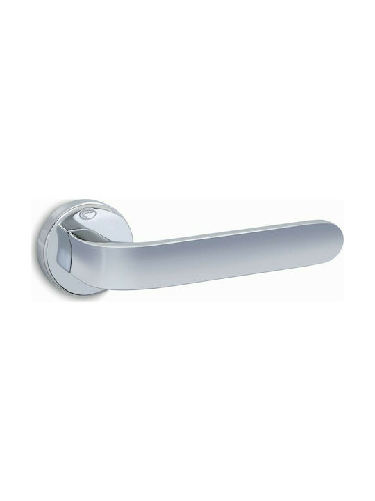 Convex Lever Front Door with Rosette Left 2215 2215roy-l-s04s04 with Rosette Cylinder Chrome