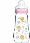 Mam Glass Bottle Feel Good Organic Garden with Silicone Nipple for 2+ months Pink Kitty 260ml 1pcs