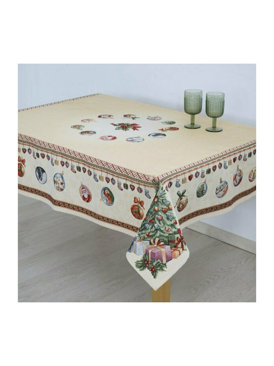 Dimeco Ornament de Crăciun Față de masă Cărpă Material textil Bej M100xL35cm 1buc