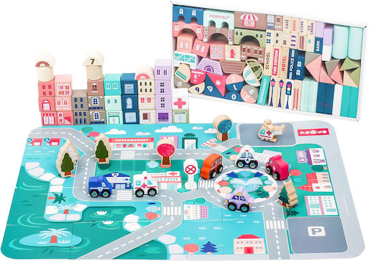 Ecotoys Wooden Building Blocks City For 3+ Years 115 Pieces