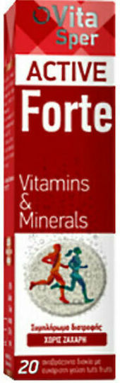 Vitasper Active Forte Πολυβιταμίνη Vitamins & Minerals για Ενέργεια Tutti Frutti 20 αναβράζοντα δισκία