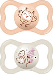 Mam Orthodontic Pacifiers Silicone Owl - Flower Salmon - Beige for 16+ months 2pcs