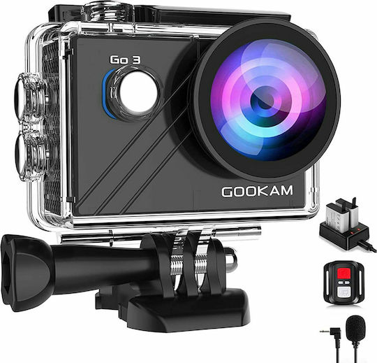 Gookam Go 3 Action-Kamera 4K Ultra HD mit Bildschirm 2" und Wi-Fi Schwarz
