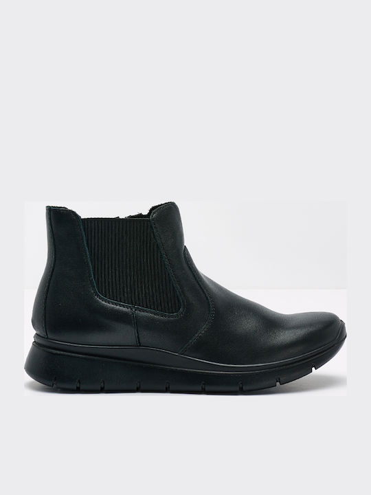Leder Stiefeletten Damen Schwarz