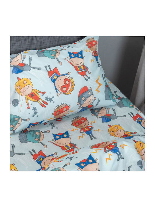 Palamaiki Kids Cotton Pillowcase Set 50x75cm Γαλάζιες