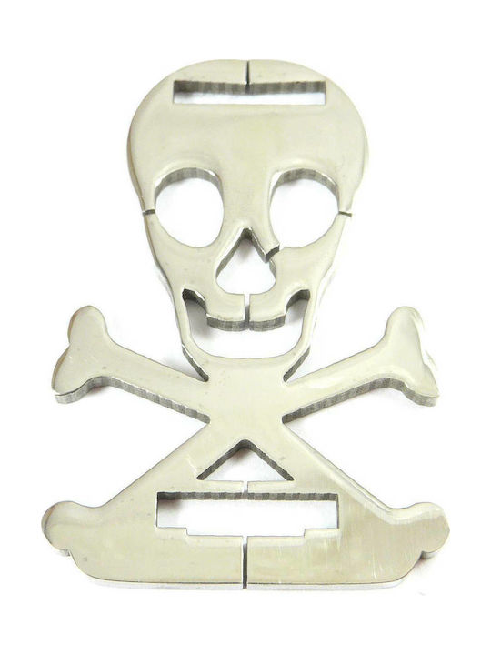 Skull silver metal link steel 39x27mm