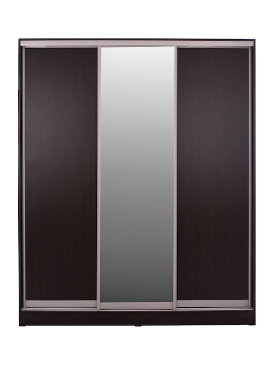 Dreifachtür Kleiderschrank Schieben ADLER mit Spiegel Wenge 183x60x220cm