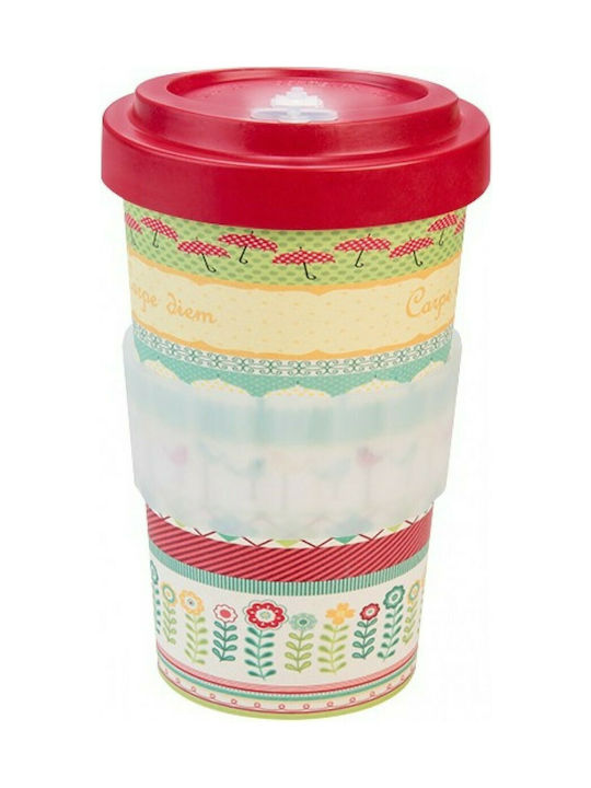 Woodway Carpe Diem Κούπα Μπαμπού με Καπάκι Πολύχρωμη 500ml