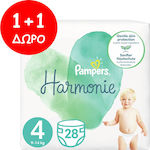 Pampers 1+1 Πάνες με Αυτοκόλλητο Harmonie No. 4 για 9-14kg 56τμχ