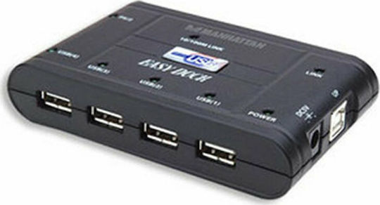 Manhattan MNH- Hub 4 Θυρών USB 2.0 με σύνδεση USB-A / Ethernet