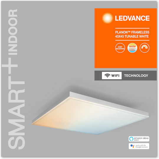 Ledvance Smart Planon Frameless Wifi Τετράγωνο Εξωτερικό LED Panel 28W με Ρυθμιζόμενο Λευκό Φως 45x45εκ.