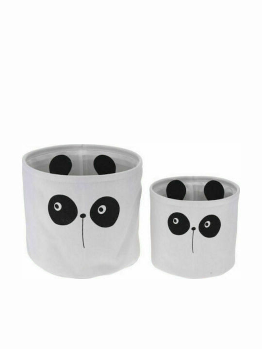 Koopman Παιδικό Καλάθι Αποθήκευσης από Ύφασμα Panda Λευκό 2τμχ