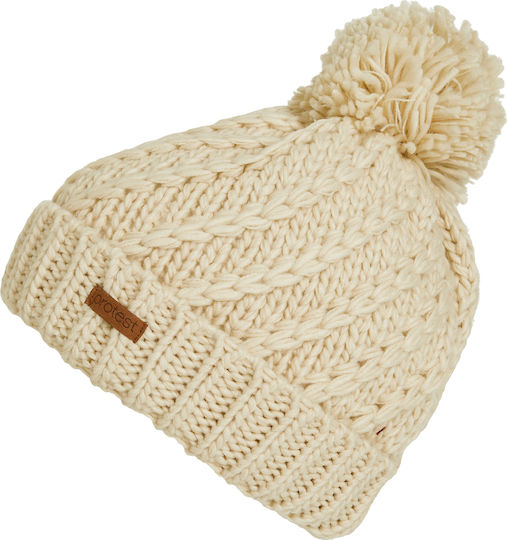 Paisley Pom Pom Beanie Frauen Beanie Gestrickt in Weiß Farbe