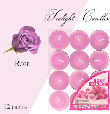 Scented Tealights Rose Pink 12pcs