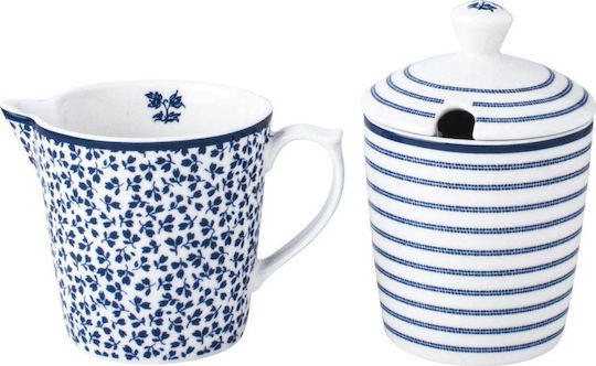 Laura Ashley Blueprints Комплект галерия и захарница за сервиране от порцелан в Син цвят 2бр Laura Ashley Blueprints Комплект галерия и захарница за сервиране от порцелан в Син цвят 2бр