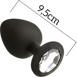 Mai No 49 Πρωκτική Σφήνα Large Silicone with Jewel Διάφανο Large Μαύρη