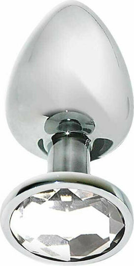 Mai No 73 Anal Plug Medium Steel with Jewel Transparent Medium Silver