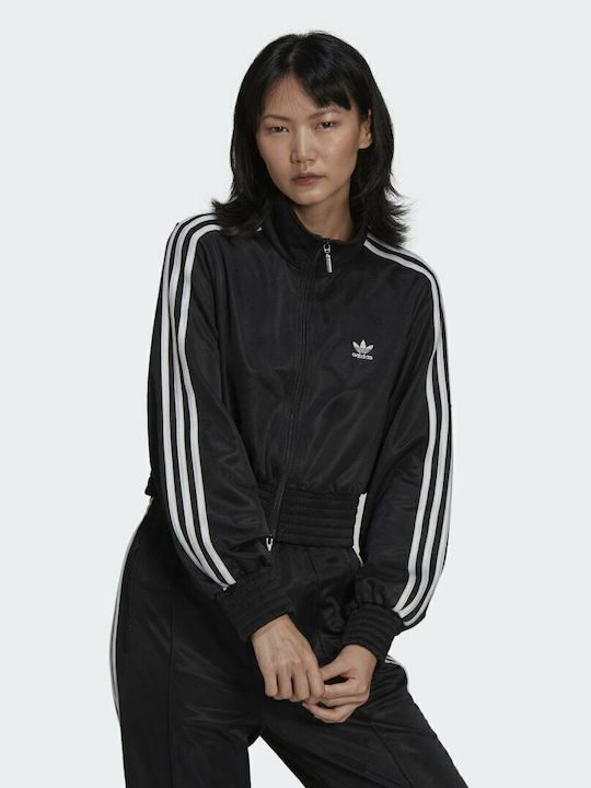 Adicolor Classics High-Shine Short Women's Cardigan with Zipper Black