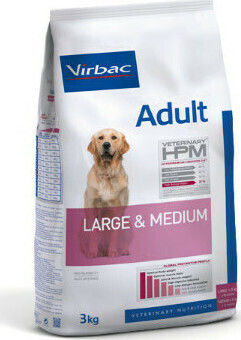 Virbac Adult Large & Medium 3kg Dry Food for Adult Neutered Medium & Large Breed Dogs with Pork, Chicken, Rice, Poultry, Potatoes and Tuna