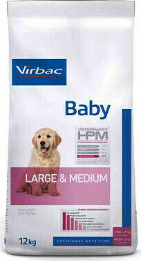 Virbac Baby Large & Medium 12kg Dry Food for Medium & Large Breed Puppies with Pork, Chicken, Rice, Poultry, Beef, Meat, Fish and Potatoes